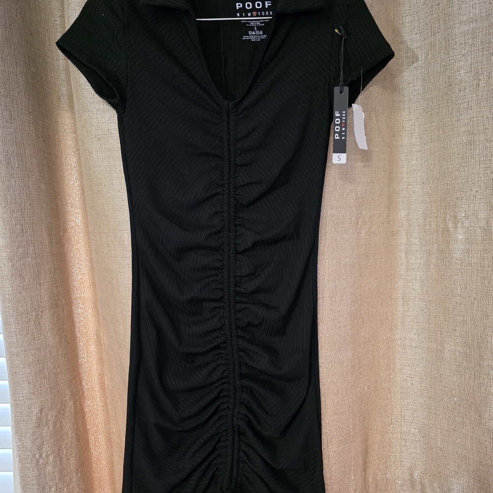 Poof! Women's Black Ruched Dress